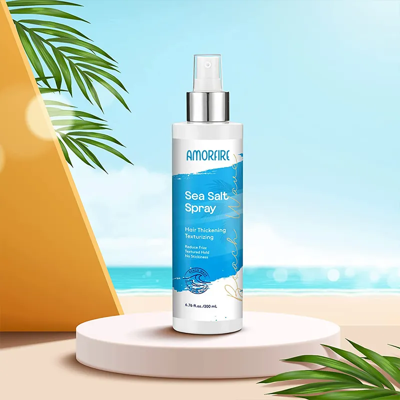 Spray de cabelo natural com sal marinho para cabelos ondulados na praia