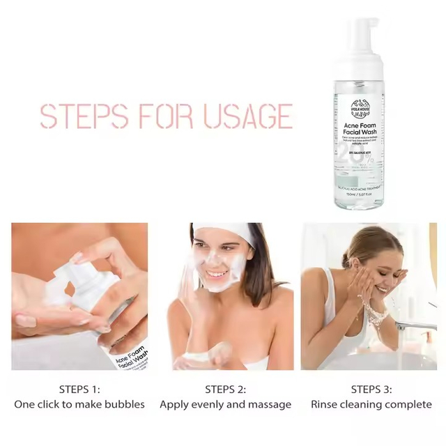 Mousse pour visage en mousse pour la peau de l'acné à l'huile profonde