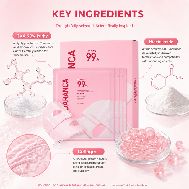 Частная торговая марка, 99% TXA, ниацинамид, коллаген, 3D капсульная маска для лица, осветляющая, укрепляющая, глубоко увлажняющая гидрогель